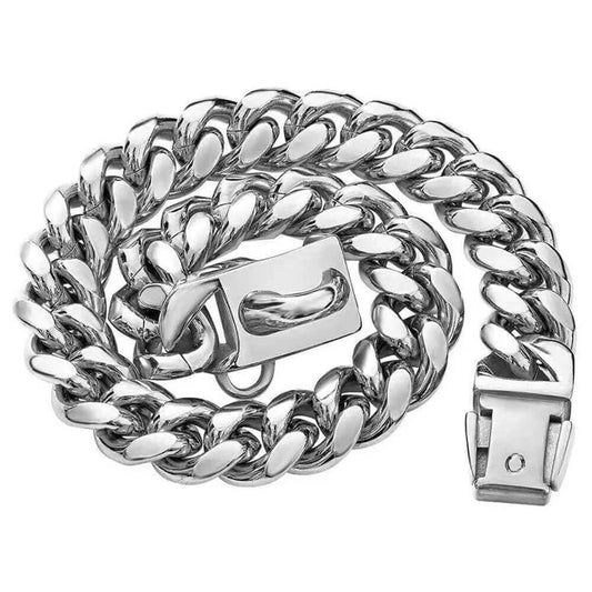 ZACK - Exklusivt Hundhalsband i Rostfritt Stål. - Tidlös Elegans i Silver och Guld, Hållbar och Hygienisk Design, Flera Storlekar