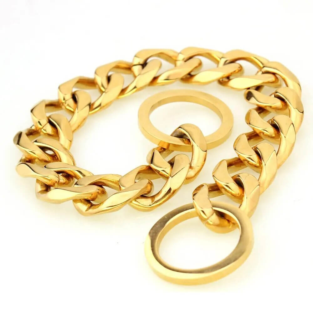 RAGNAR - Hundhalsband i Rostfritt Stål. - Tillgängligt i Guld, Svart, Silver och Guld/Silver, Slitstarkt och Hygieniskt, Perfekt för Daglig Användning