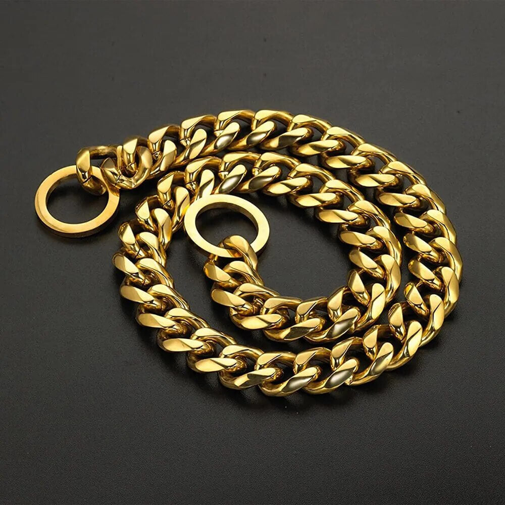 RAGNAR - Hundhalsband i Rostfritt Stål. - Tillgängligt i Guld, Svart, Silver och Guld/Silver, Slitstarkt och Hygieniskt, Perfekt för Daglig Användning