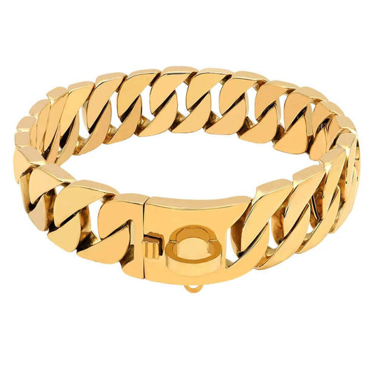 MAX - Hundhalsband i Rostfritt Stål. - Extra Bred Design, Finns i Fem Färger, Starkt och Lätt att Rengöra, För Glamorösa och Äventyrliga Hundar"  Denna titel lyfter fram halsbandets viktigaste fördelar,