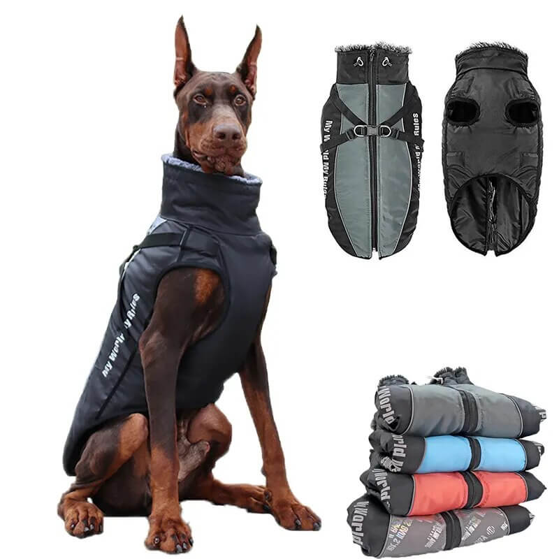 ZAVOX - Lined Dog Jacket for Medium to Large Dogs. - Insulating Lining, Reflective Details, Water Repellent, Adjustable Stand Collar
