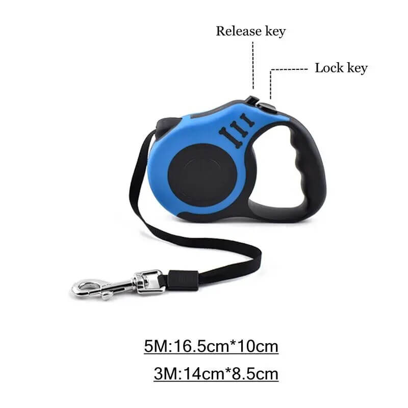 MOLLY – Ausziehbare Hundeleine aus strapazierfähigem Nylon. - Automatischer Rückzug, zuverlässige Bremsfunktion, ergonomischer Griff, 3 m und 5 m Länge