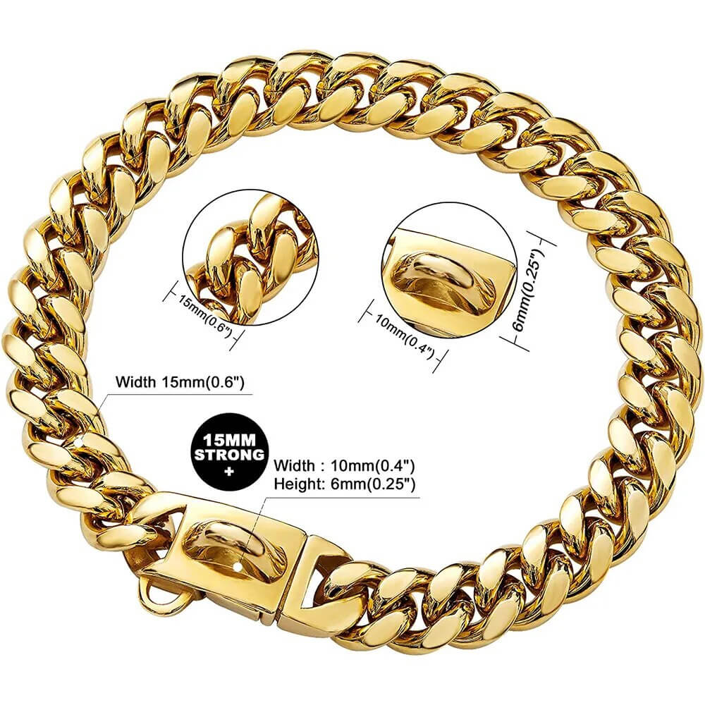 ZACK - Exklusivt Hundhalsband i Rostfritt Stål. - Tidlös Elegans i Silver och Guld, Hållbar och Hygienisk Design, Flera Storlekar