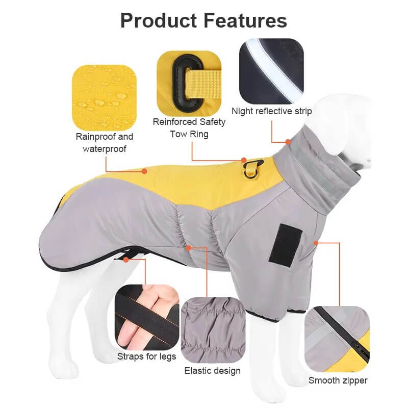 LUCY - Lined Dog Jacket. Winter Dog Jacket, Water Repellent and Thermally Lined with Reflective Details, Comfortable for Medium to Large Dog Breeds, Perfect for Cold Walks