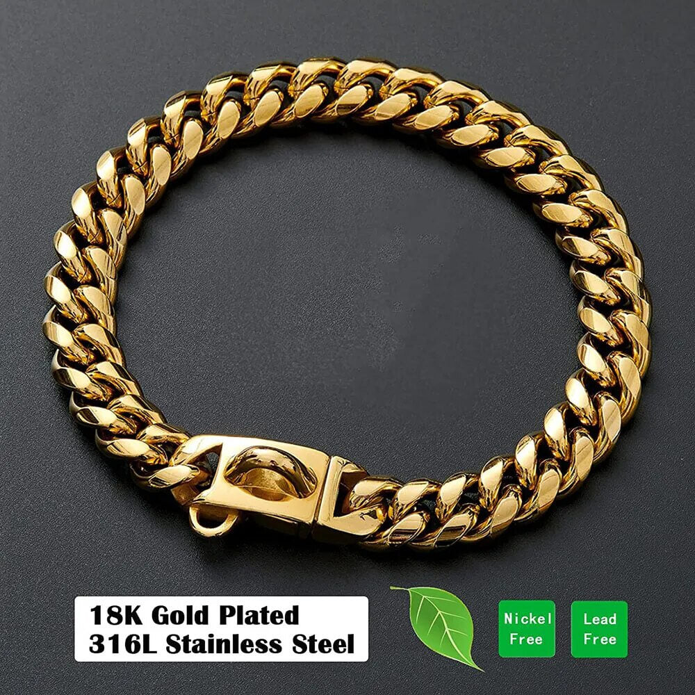 ZACK - Exklusivt Hundhalsband i Rostfritt Stål. - Tidlös Elegans i Silver och Guld, Hållbar och Hygienisk Design, Flera Storlekar