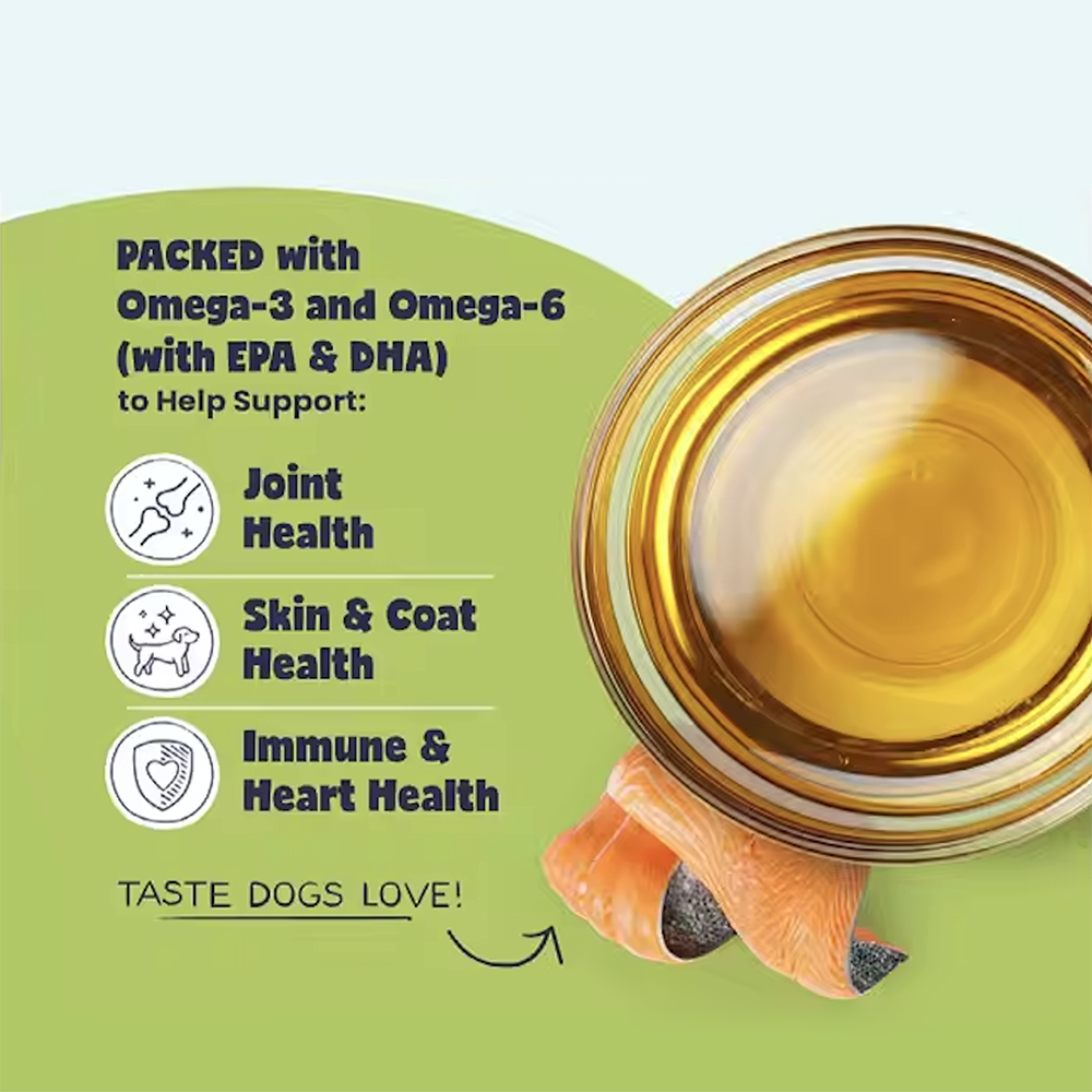 AONAI - Vild laxolja från Alaska. Omega 3-tillskott för husdjur, Glänsande päls, Minskar fällning, Förbättrar mental hälsa, Förbättrar ledhälsa, Minskar inflammation