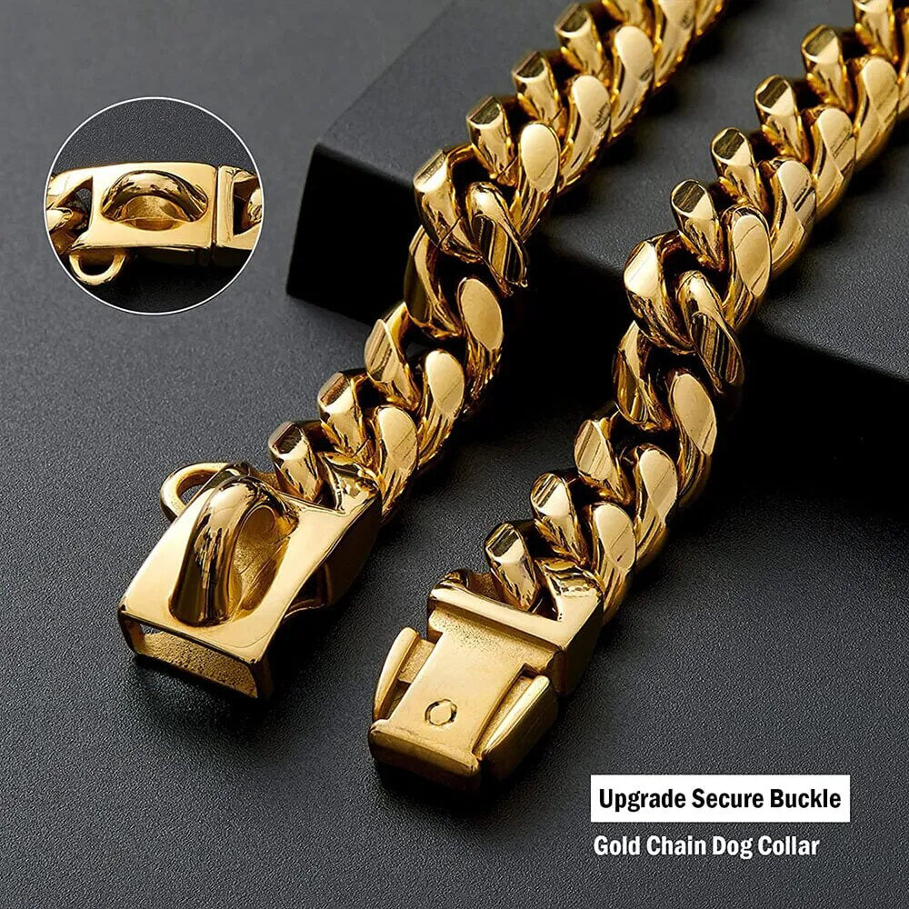 ZACK - Exklusivt Hundhalsband i Rostfritt Stål. - Tidlös Elegans i Silver och Guld, Hållbar och Hygienisk Design, Flera Storlekar