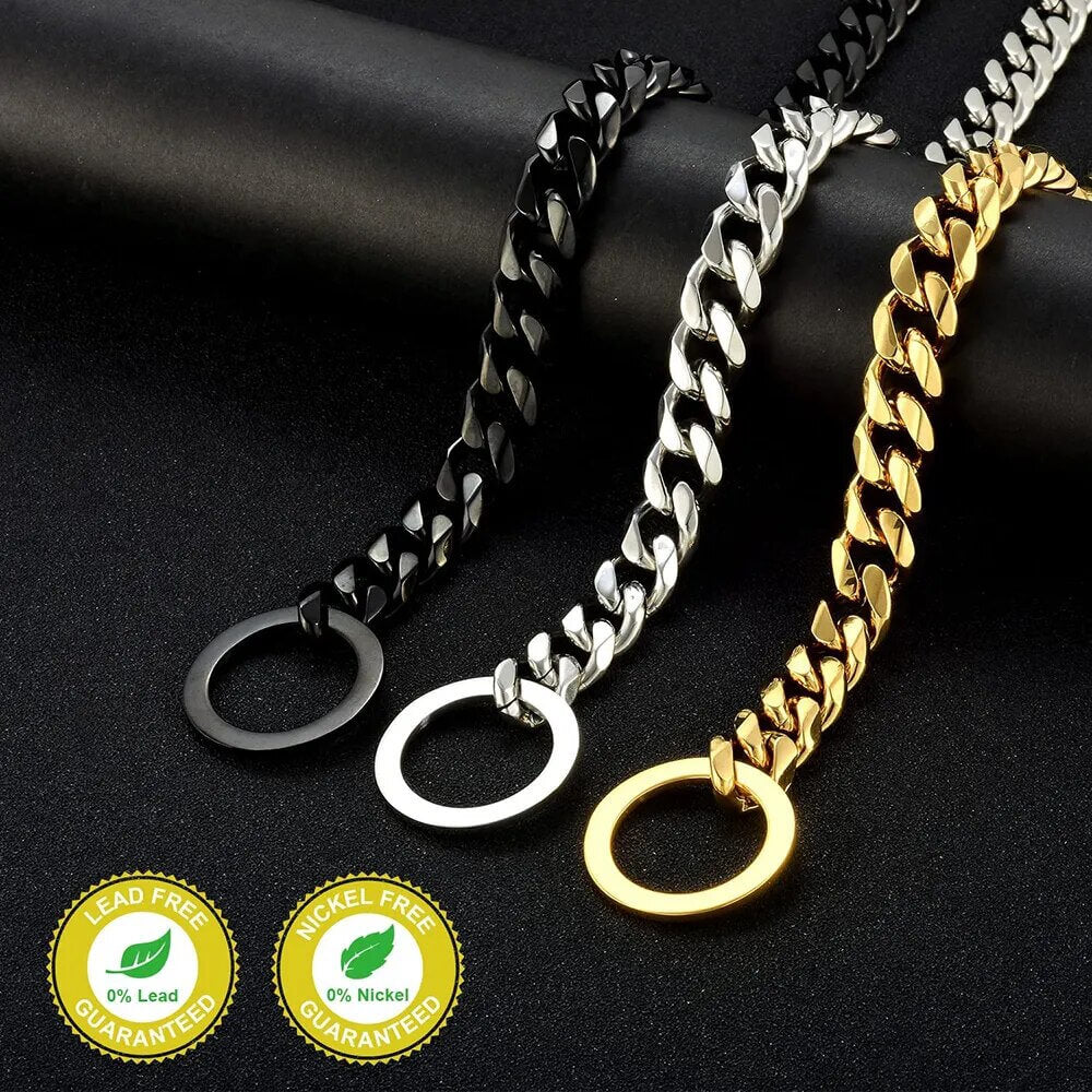 RAGNAR - Hundhalsband i Rostfritt Stål. - Tillgängligt i Guld, Svart, Silver och Guld/Silver, Slitstarkt och Hygieniskt, Perfekt för Daglig Användning