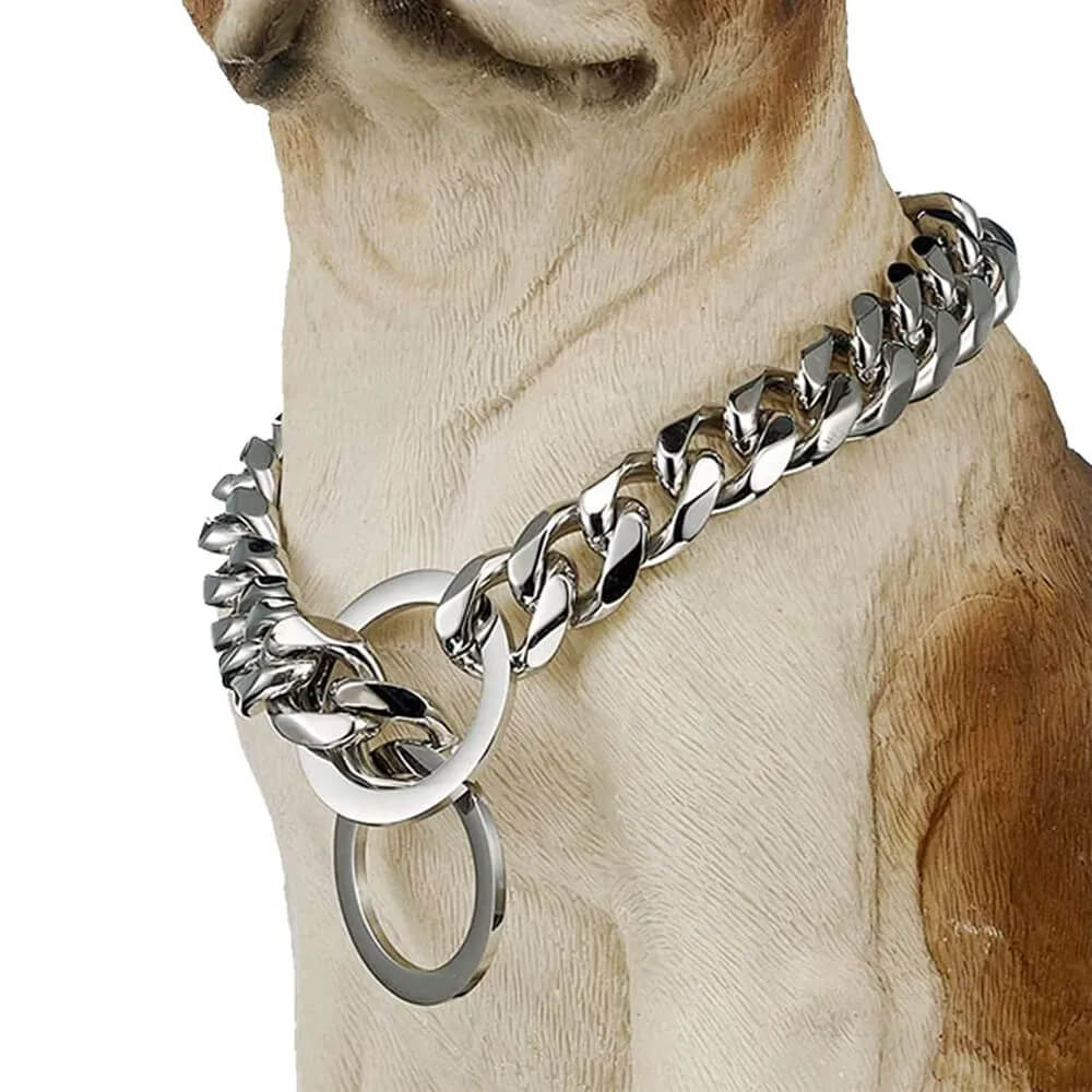 RAGNAR - Hundhalsband i Rostfritt Stål. - Tillgängligt i Guld, Svart, Silver och Guld/Silver, Slitstarkt och Hygieniskt, Perfekt för Daglig Användning