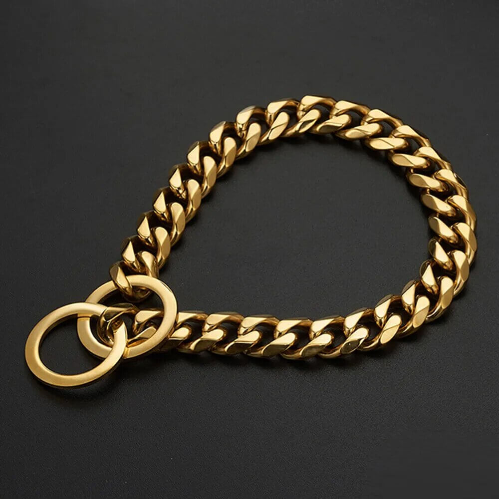 RAGNAR - Hundhalsband i Rostfritt Stål. - Tillgängligt i Guld, Svart, Silver och Guld/Silver, Slitstarkt och Hygieniskt, Perfekt för Daglig Användning