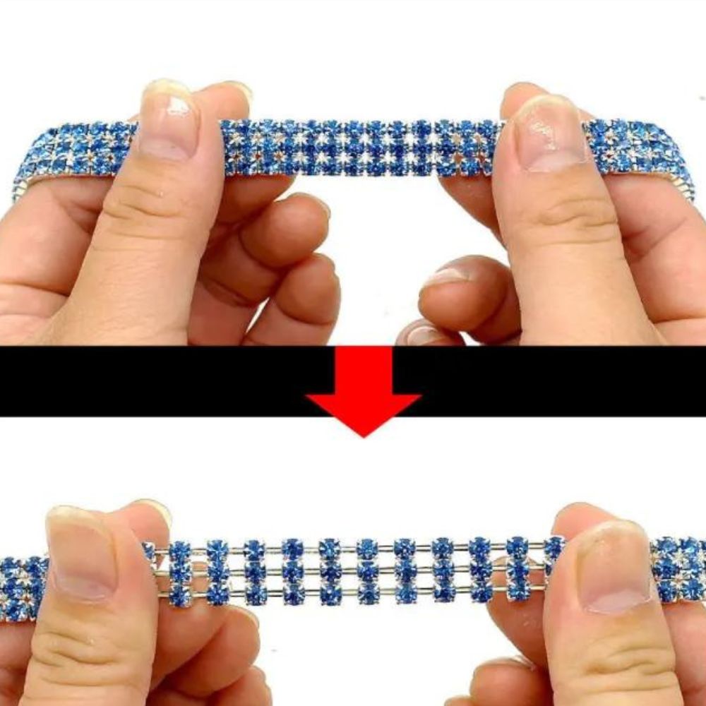 XILO - Glitterhalsband för Hundar. - Justerbar Storlek med Strass och Sött Ben-Hänge, Perfekt för Sociala Tillställningar och Speciella Händelser