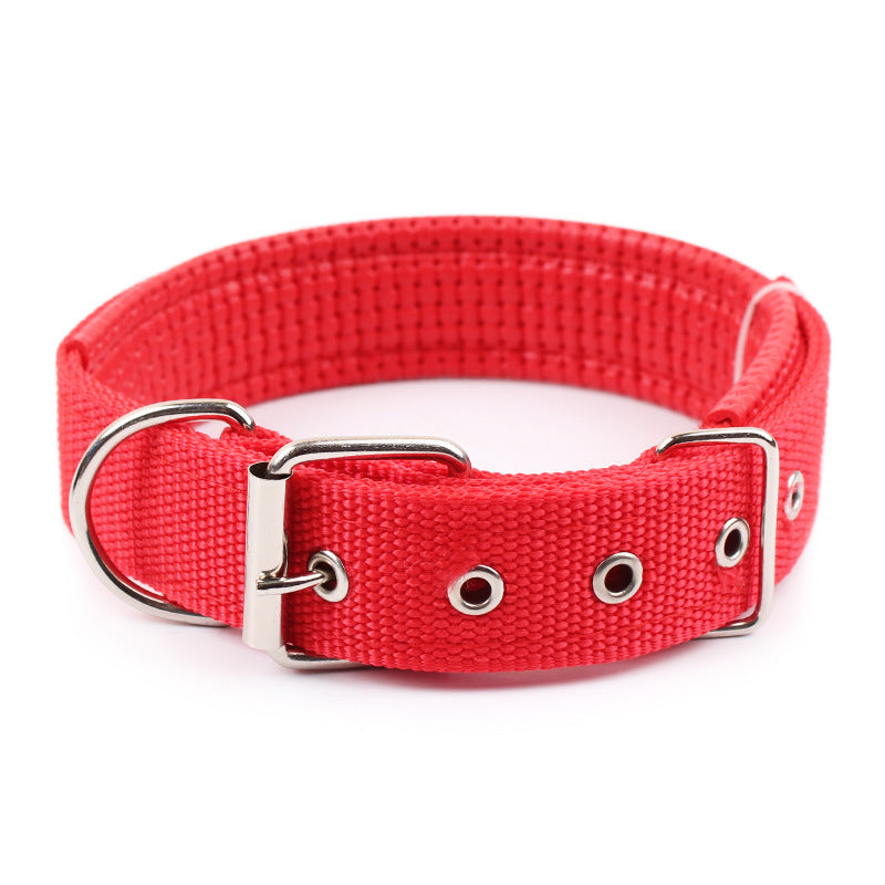 BELLO - Slitstarkt Hundhalsband med Metallspänne. 4x60 cm längd bekväm justerbar nylonrem hundhalsband för små och stora husdjur hundar halsband 4 färger röd/blå/svart/grön