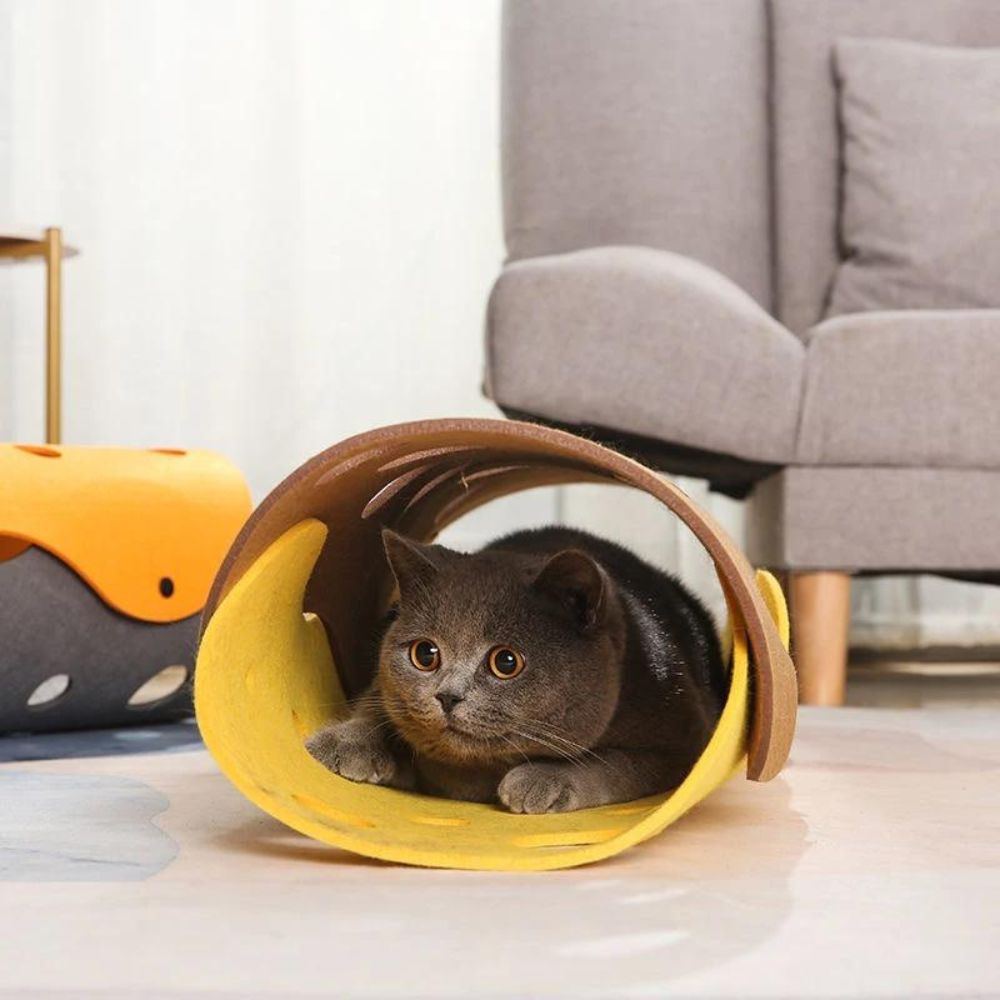 WIRO - Lektunnel för Katter och Mindre Hundar. - Filttyg, Lätt att Förvara och Rengöra, Kan Förvandlas till Kattkorg