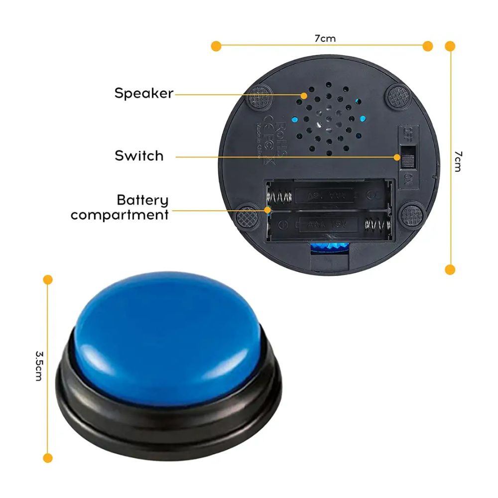 VOZO - Recordable Buttons for Pets and Children. - 30 Seconds Recording Time, Durable ABS Plastic, Perfect for Training and Language Education