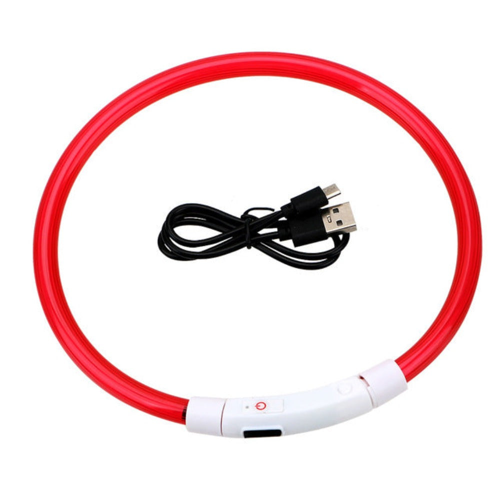 ZYLO - LED lysande Säkerhetshalsband för Hundar och katter. - Laddningsbart via Micro-USB, Vattentätt och Justerbart, Maximal Synlighet och Komfort