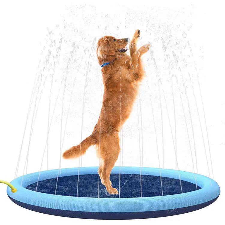 ZILO - Sprinklermatta, Fontän för Vattenlek till Hund. Hållbar 59-tums Halkfri PVC-matta med Läckagesäkra Anslutningar, Perfekt för Hundar och Barn under Sommarvärmen