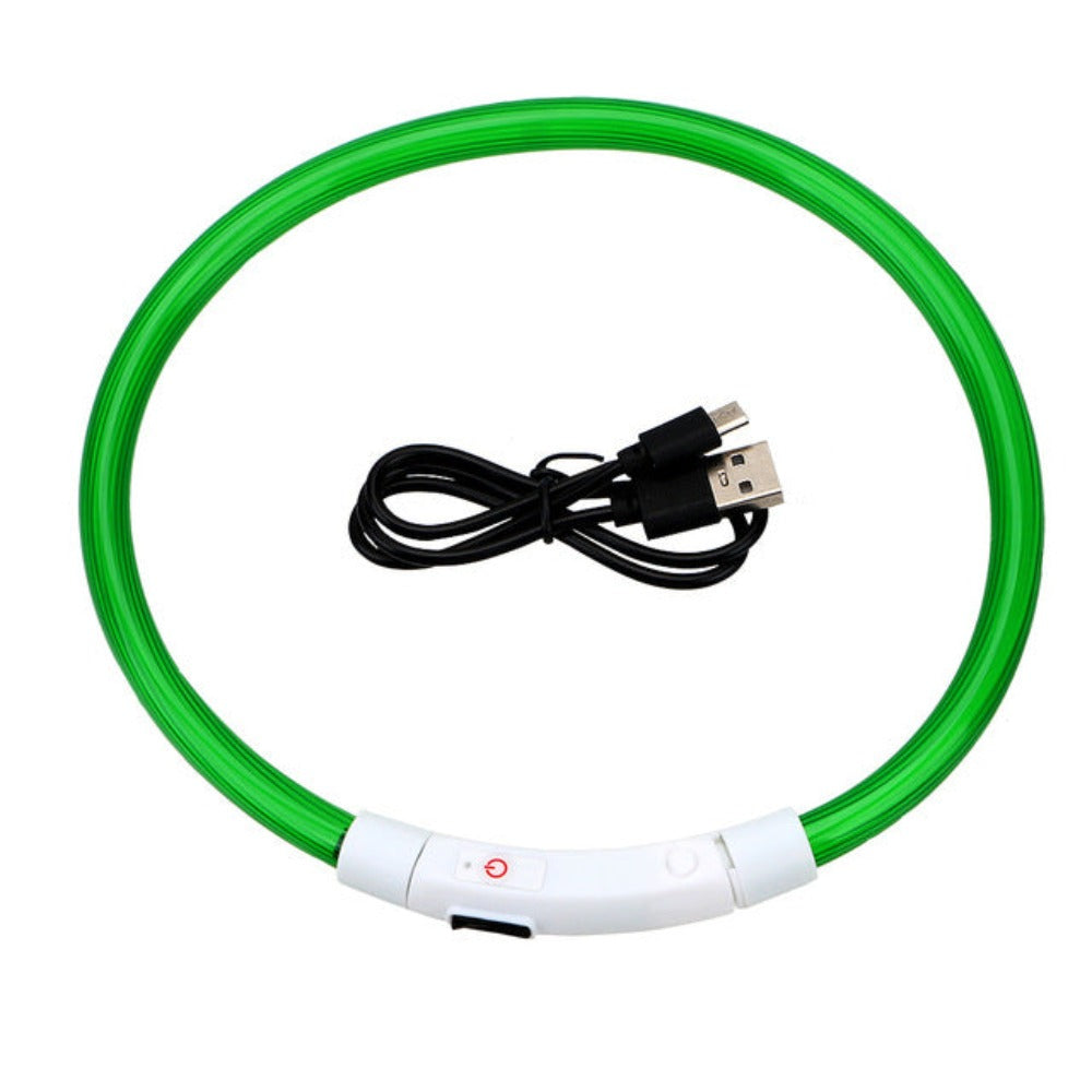 ZYLO - LED lysande Säkerhetshalsband för Hundar och katter. - Laddningsbart via Micro-USB, Vattentätt och Justerbart, Maximal Synlighet och Komfort