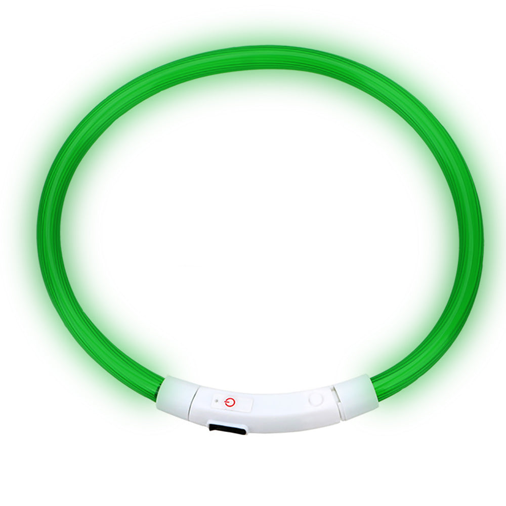 ZYLO - LED lysande Säkerhetshalsband för Hundar och katter. - Laddningsbart via Micro-USB, Vattentätt och Justerbart, Maximal Synlighet och Komfort