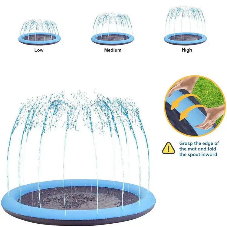 ZILO - Sprinklermatta, Fontän för Vattenlek till Hund. Hållbar 59-tums Halkfri PVC-matta med Läckagesäkra Anslutningar, Perfekt för Hundar och Barn under Sommarvärmen