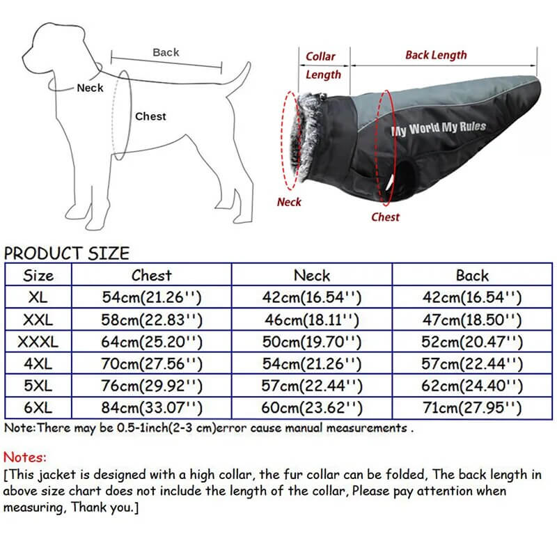 ZAVOX - Lined Dog Jacket for Medium to Large Dogs. - Insulating Lining, Reflective Details, Water Repellent, Adjustable Stand Collar