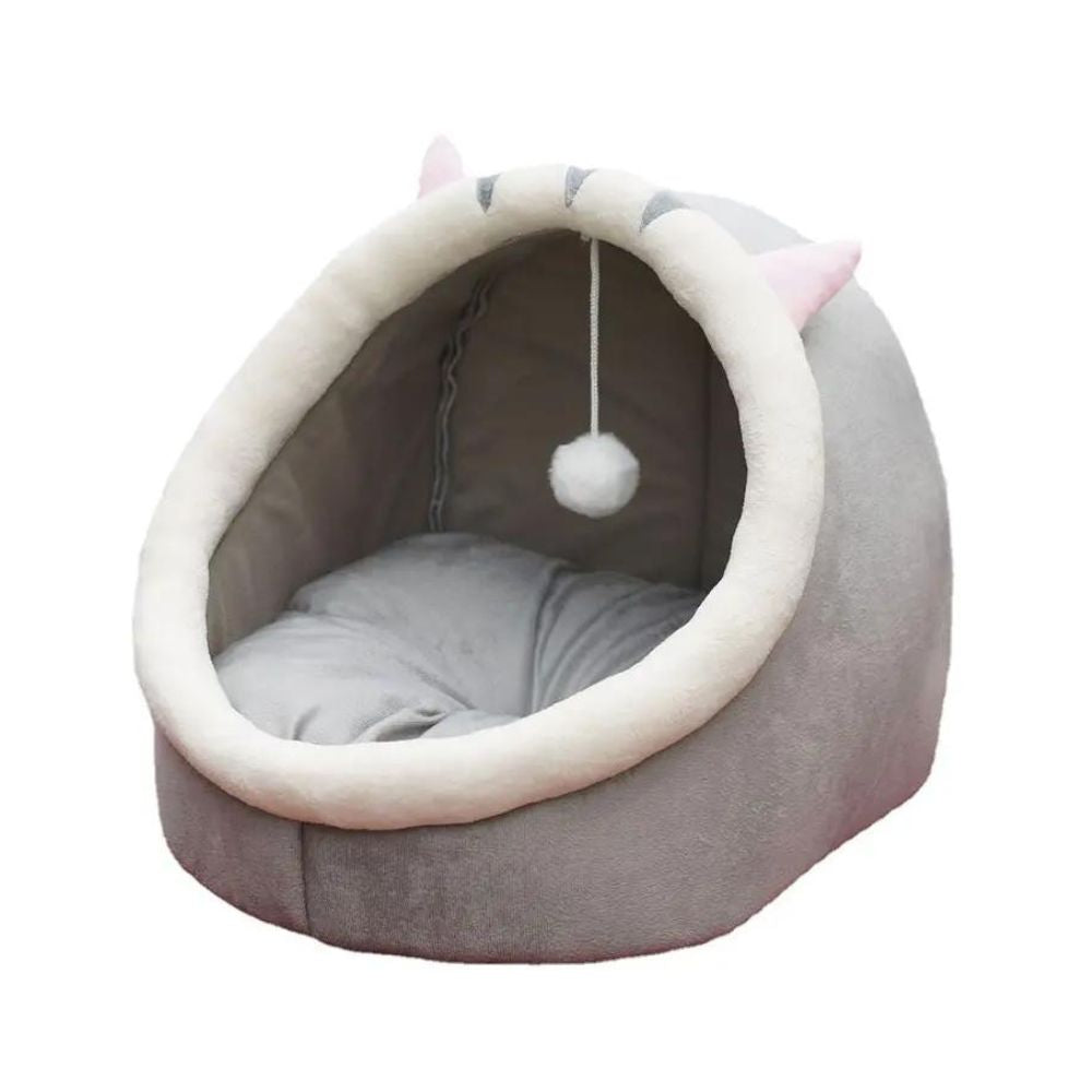 CHEZZO – Katzenbett für Katzen und Hunde. Kleines Hundehöhlenbett mit hängendem Teaser-Spielzeug, Katzenhaus mit rutschfestem Haustierbett und abnehmbarer, waschbarer, gepolsterter Katzenhöhle