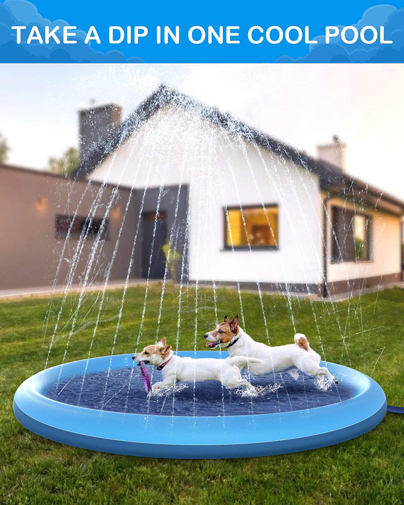ZILO - Sprinklermatta, Fontän för Vattenlek till Hund. Hållbar 59-tums Halkfri PVC-matta med Läckagesäkra Anslutningar, Perfekt för Hundar och Barn under Sommarvärmen